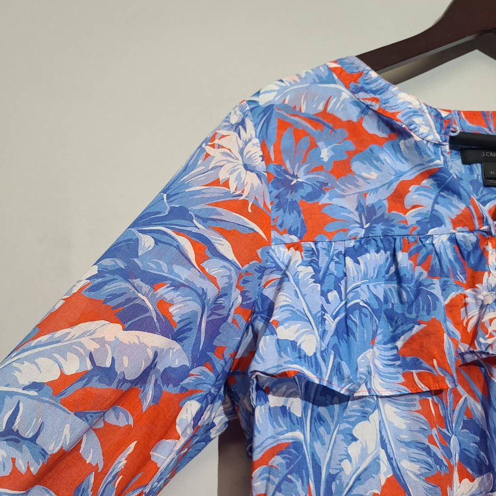 J Crew Long-Sleeve Floral Ruffle Ratti Rio Top - Picture 4 of 6